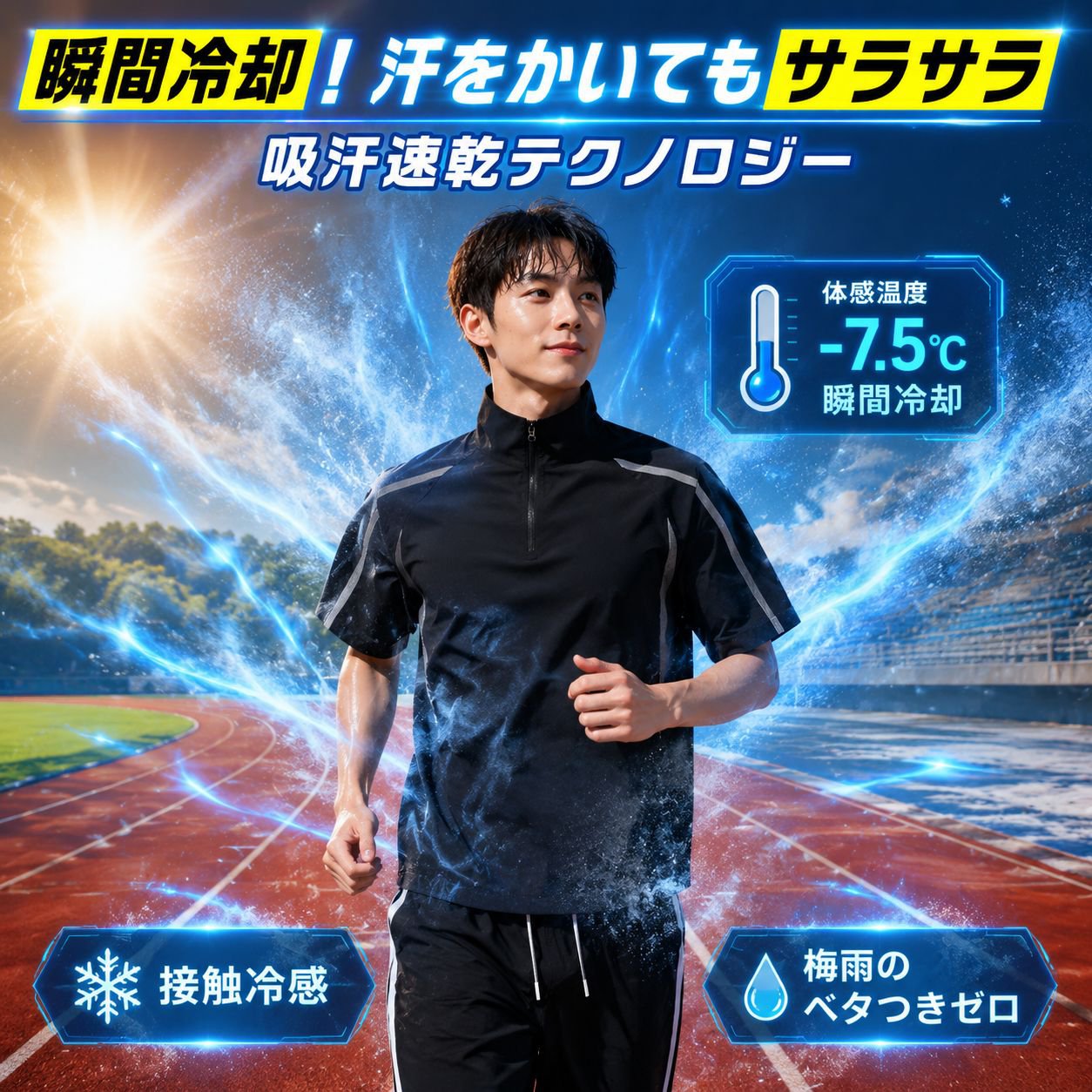 メンズ夏用スポーツ半袖ハーフパンツセットアップ アイスシルク通気性