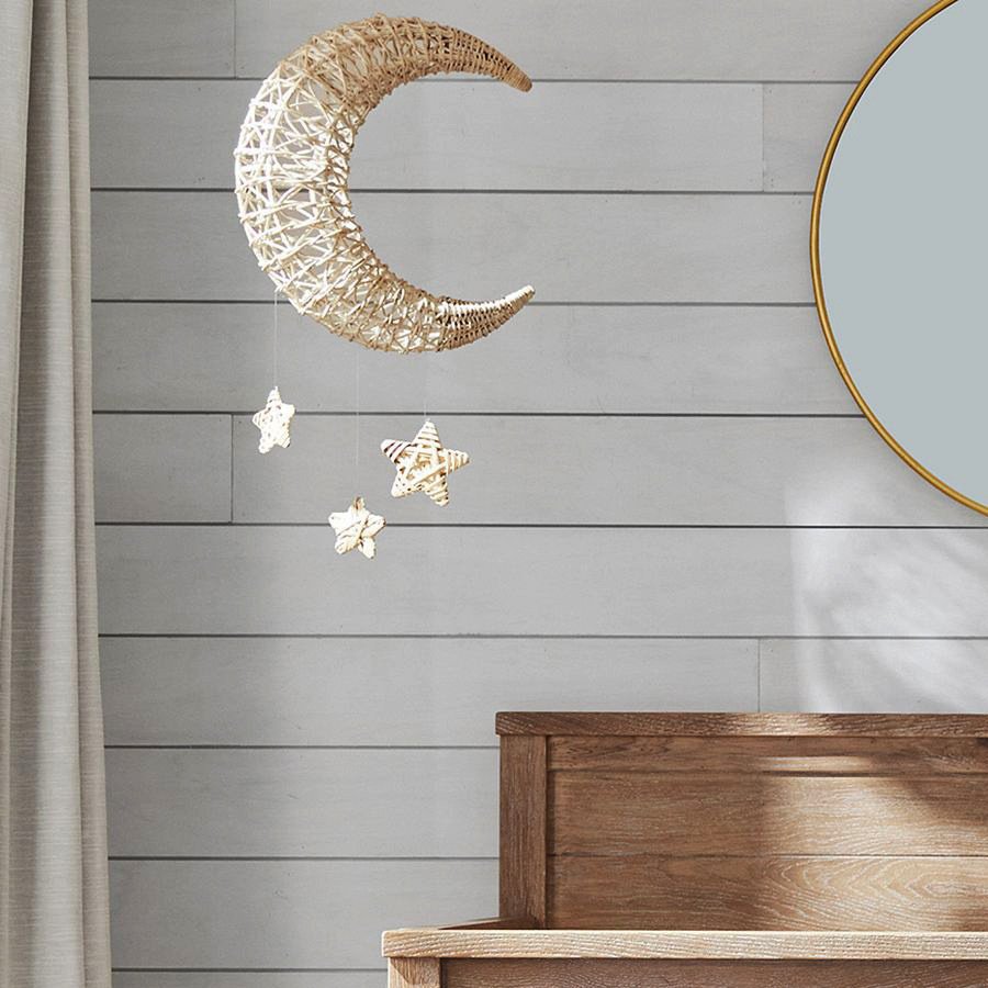 Adorno de luna y estrella de mimbre