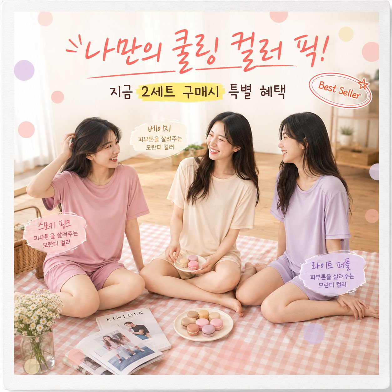여성 아이스실크 잠옷 홈웨어 세트