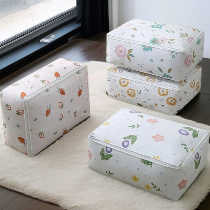 家庭用防塵収納バッグ 大容量立体キルトバッグ 衣類整理キューブ収納バッグ ジッパー付きキルトバッグ