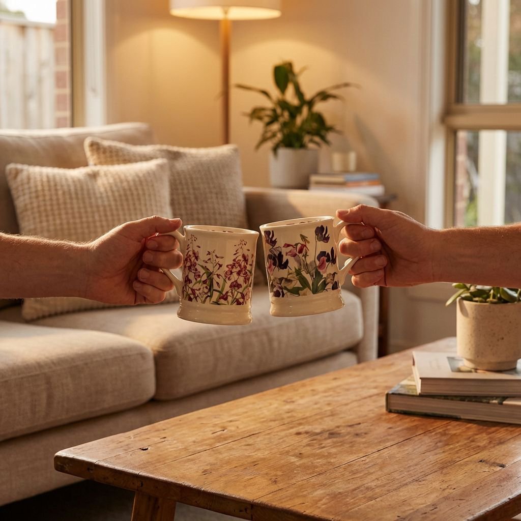 クラシックな陶器製フラワーウォーターカップ