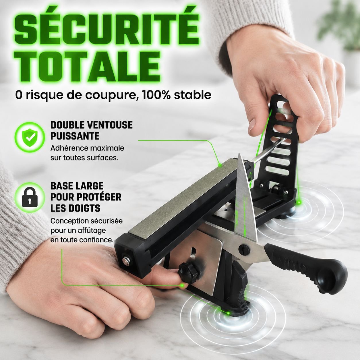 Aiguiseur de couteaux à angle fixe pour cuisine domestique