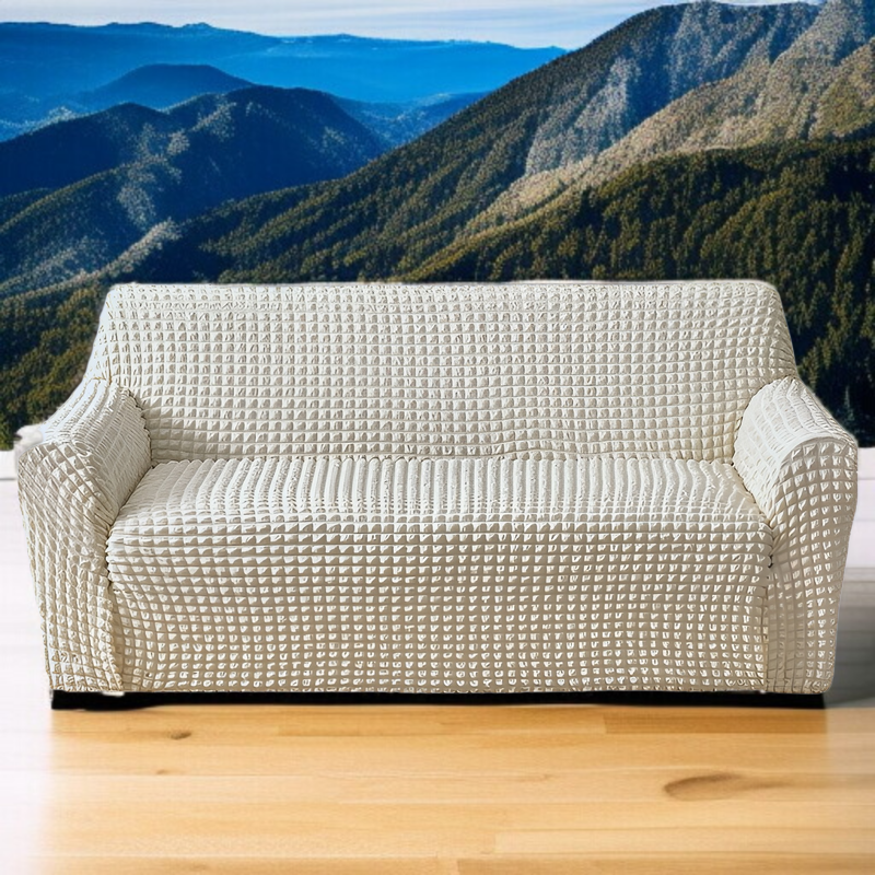 厚みのあるシアサッカーソファカバーの全体画像