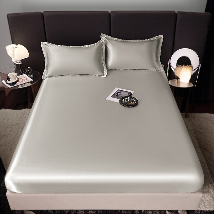 マットレスプロテクター マルチカラー対応無地アイスシルクベッドカバー 滑り止めシルキーマットレスプロテクター 涼感ダストカバー