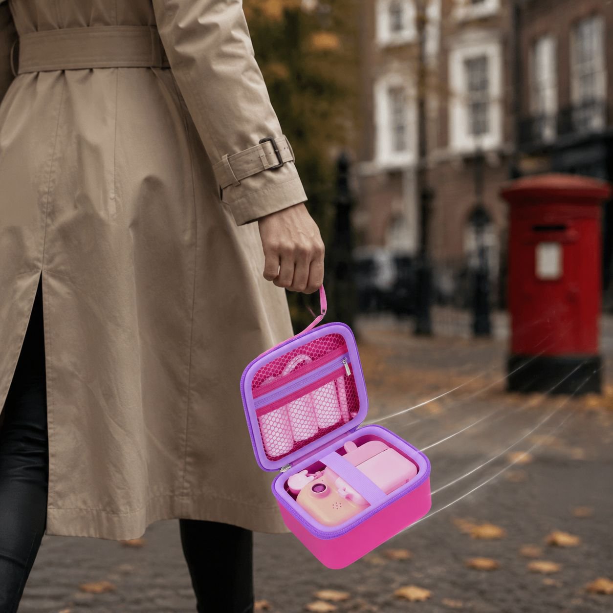 High-quality portable camera storage bag in pink