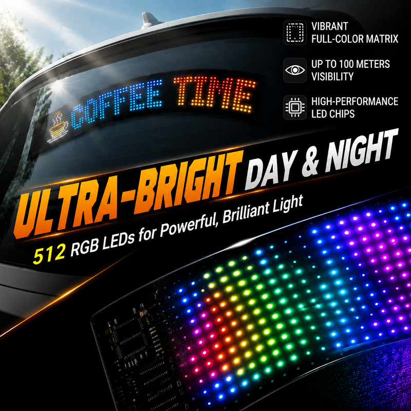 LED flexible display screen, APP Bluetooth vehicle display, advertising screen, full-color smart car