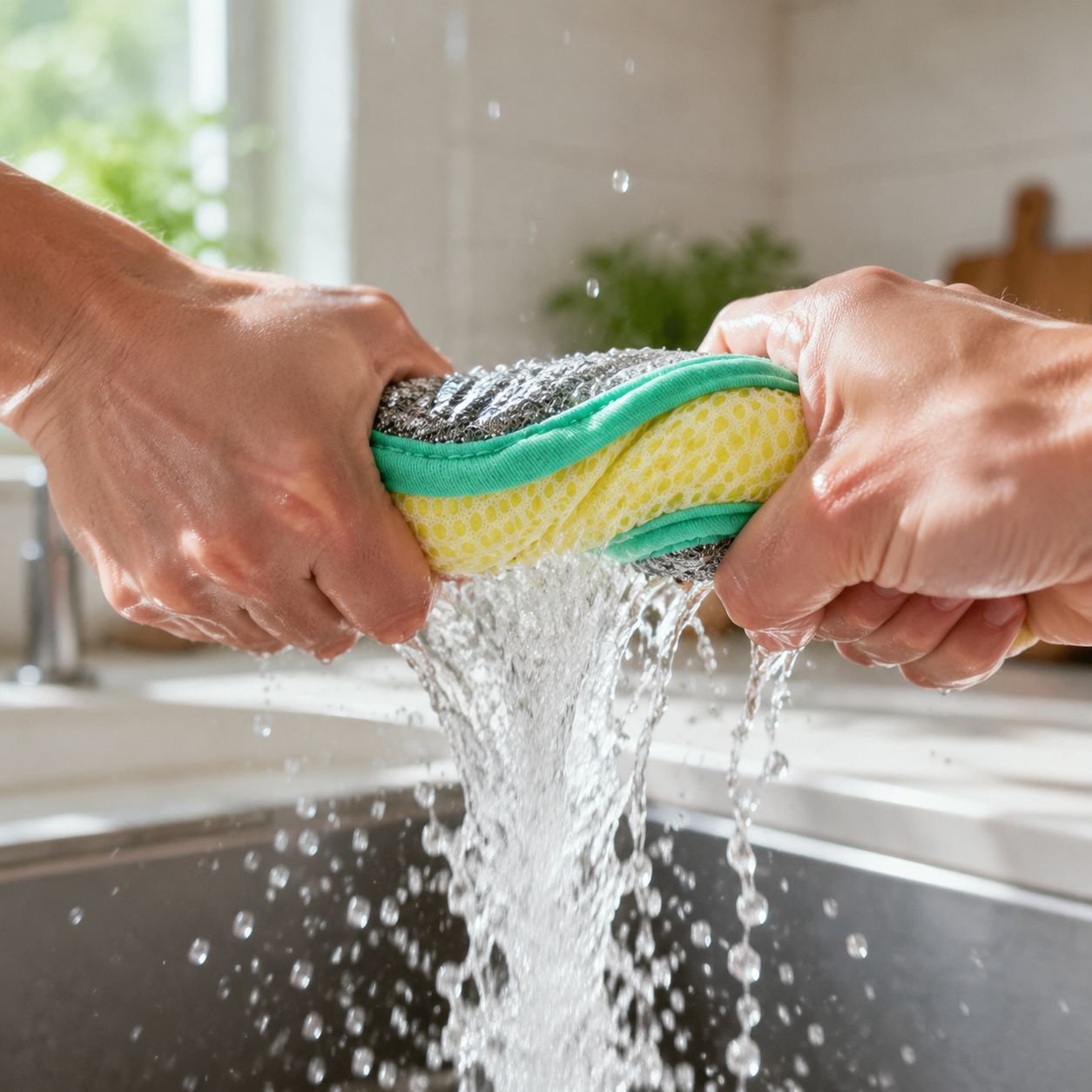 Multi-purpose round sponge for dishwashing and cleaning