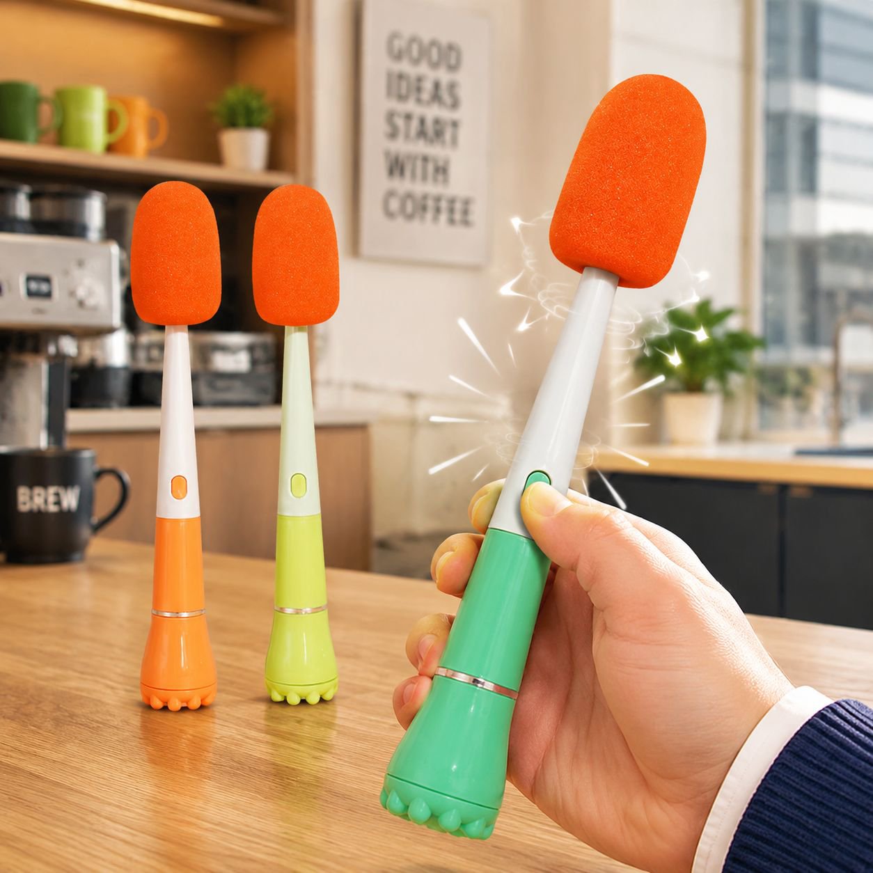 Three-in-One Household Cleaning Brush Long Handle Crevice Cup Brush