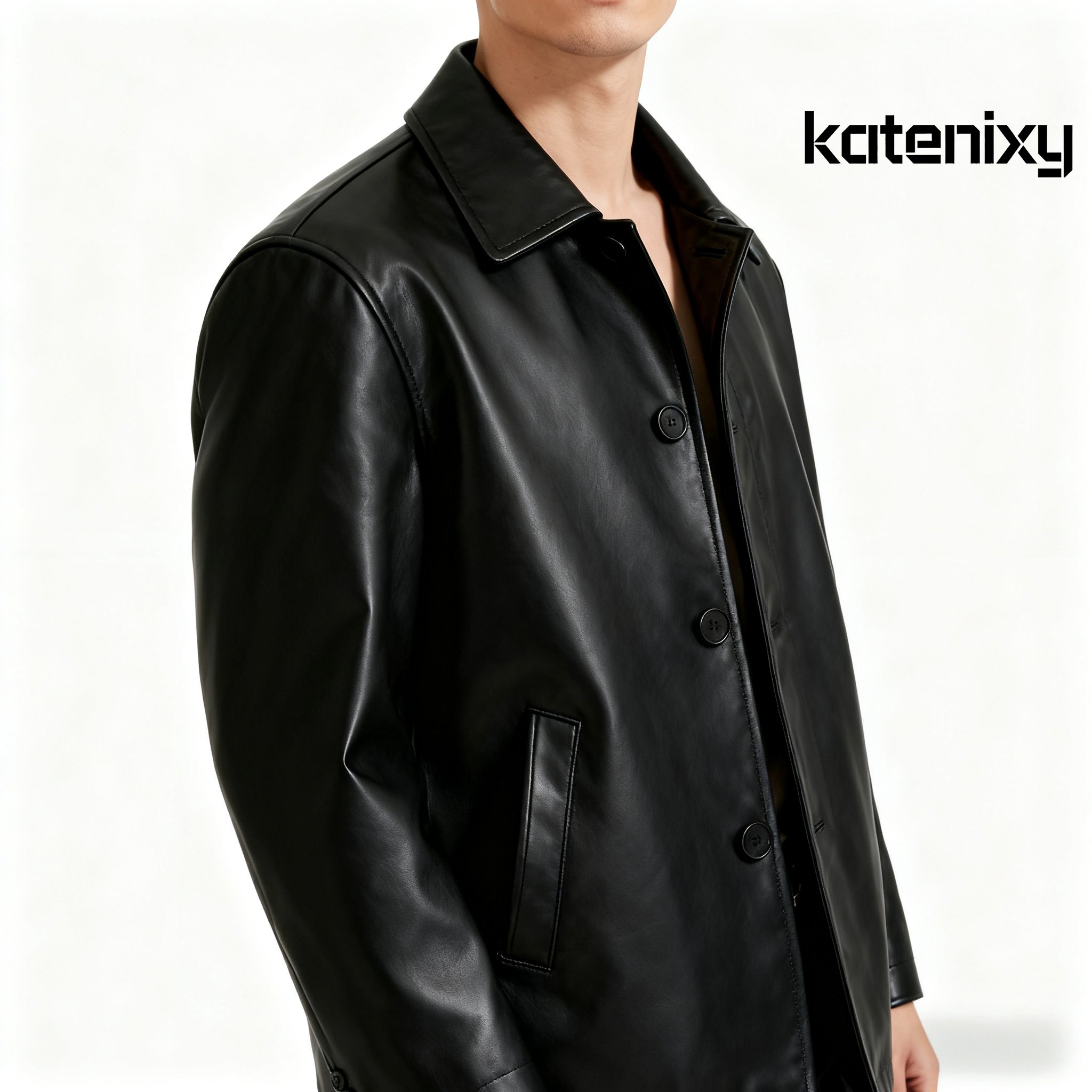 여성 모델이 입은 스타일리시한 검은색 재킷