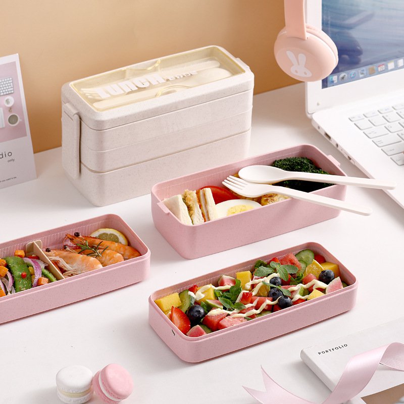 Student large capacity threelayer lunch box