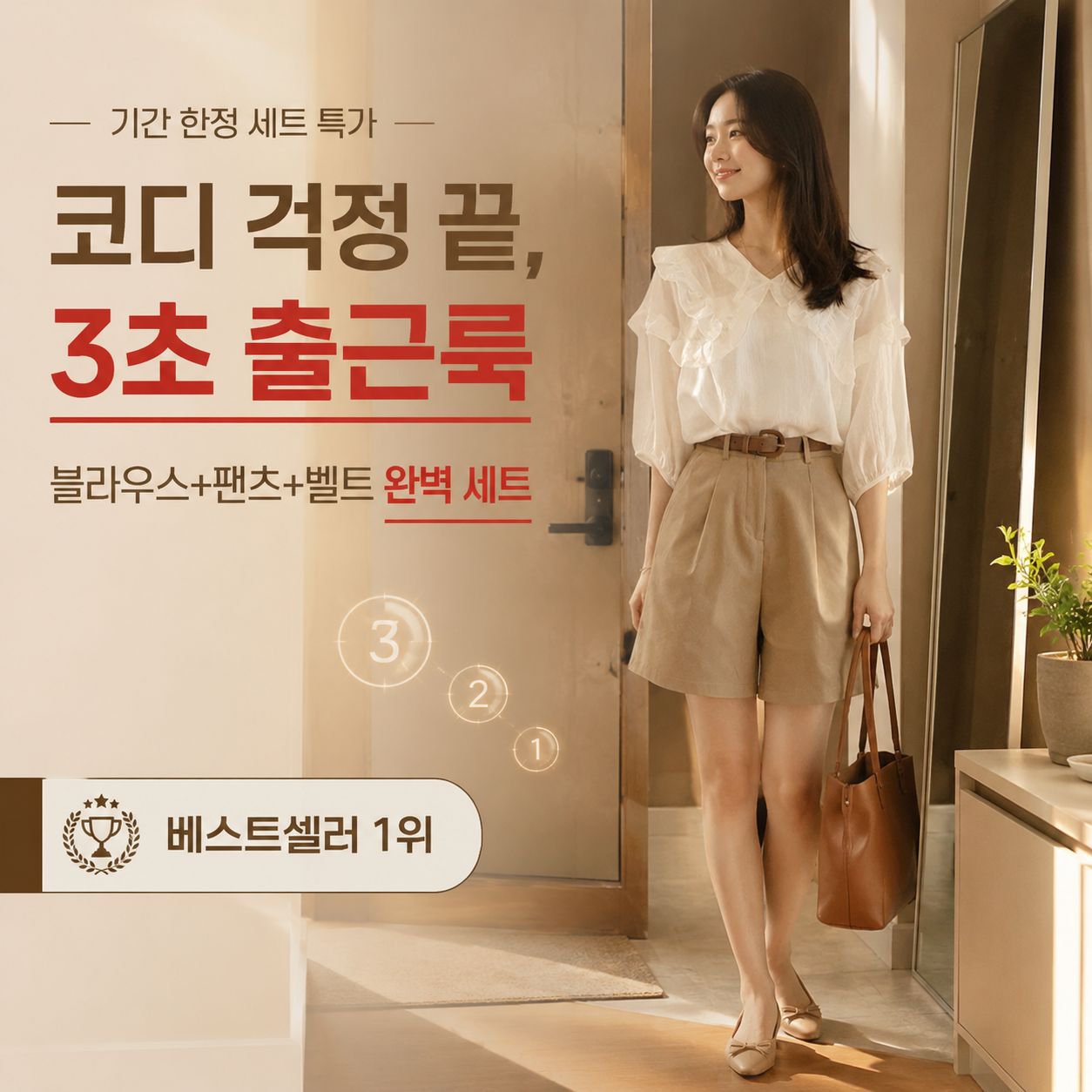 트렌디 목이버섯 와이드 5부 팬츠 투피스 세트