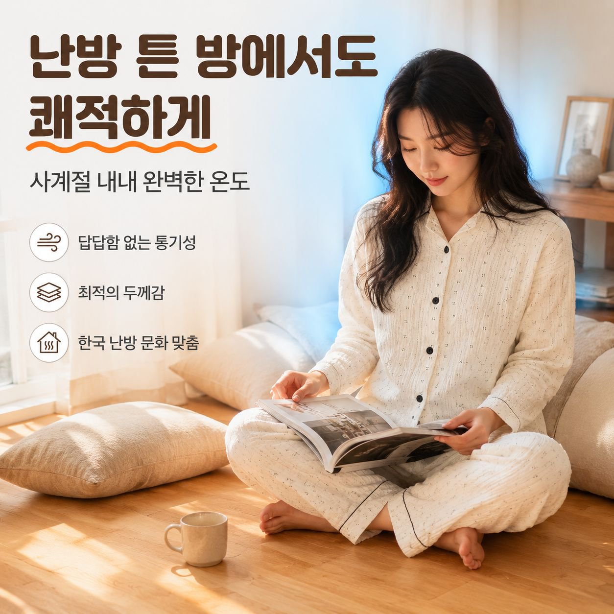 빅사이즈 달콤한 꽃무늬 구름 패턴 봄·가을 여성 긴소매 잠옷 세트