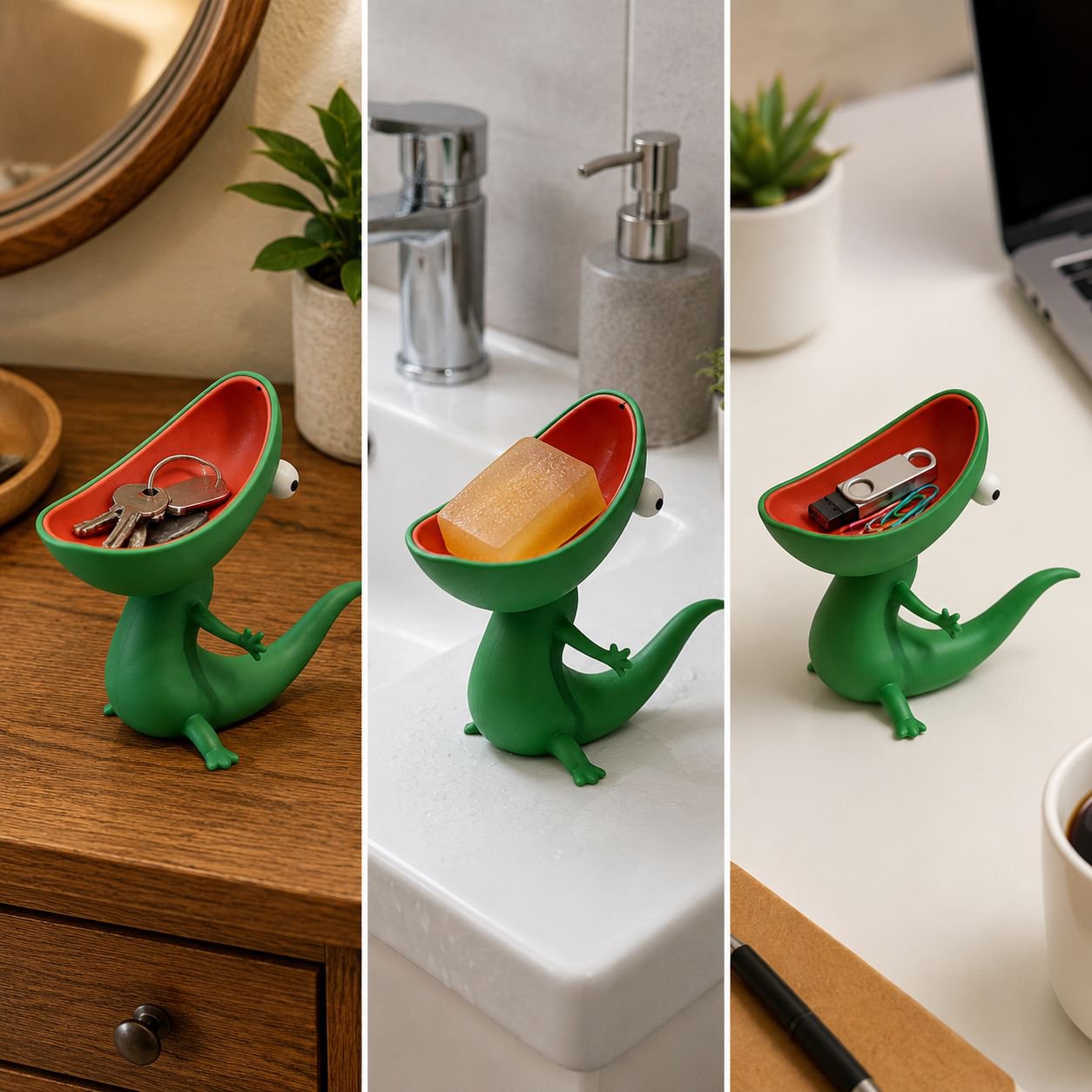 Fun and functional lizard soap holder for home