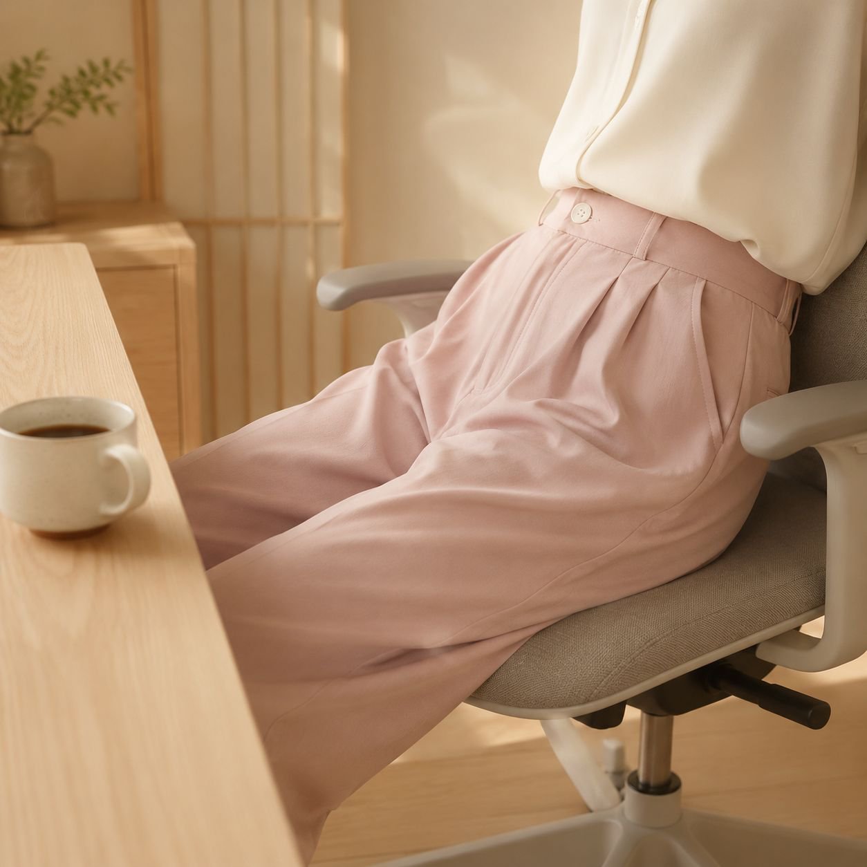 ウール混ベーシックストレートパンツ