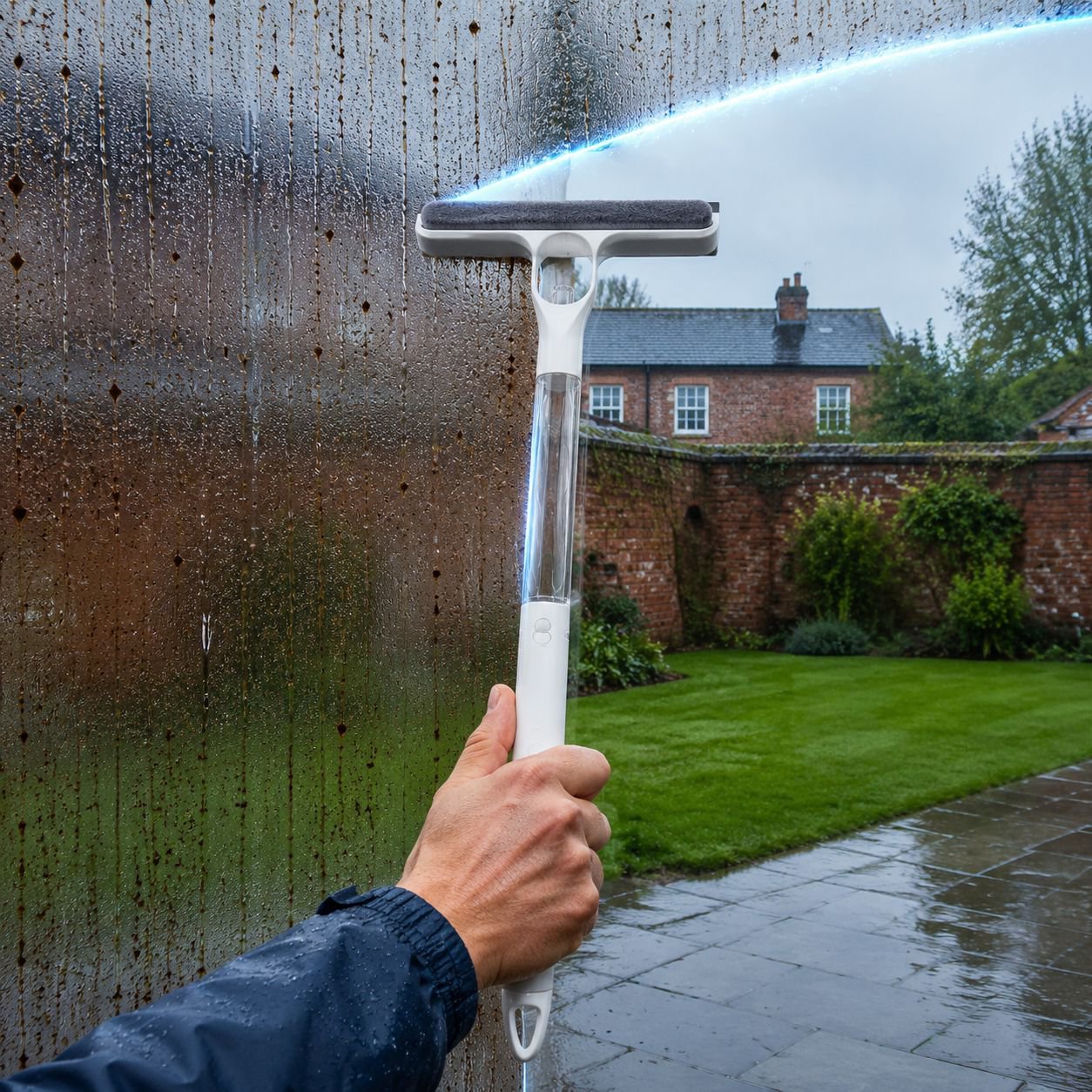 Ergonomic handle of mirror cleaning mop for easy grip