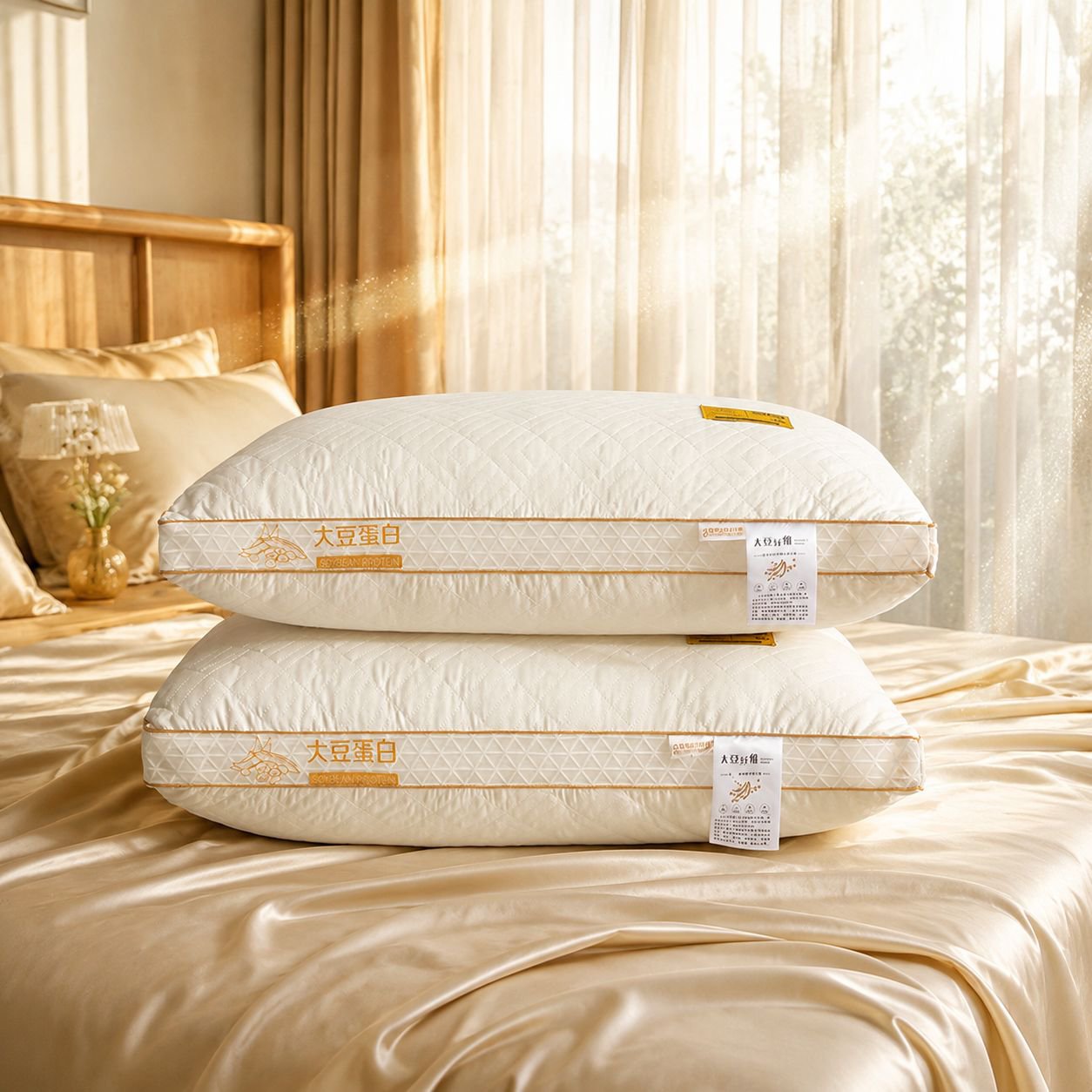 Men's home soybean fiber pillow rebound antibacterial cervical pillow whole head sleep pillow