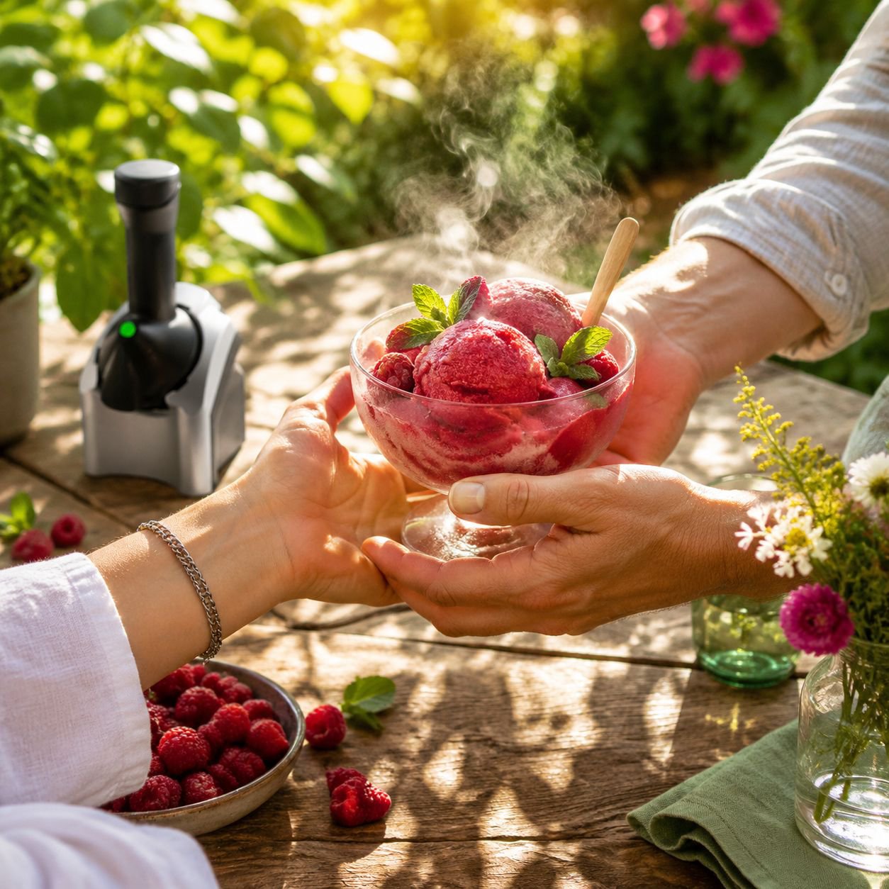 Fresh fruit ingredients for ice cream machine