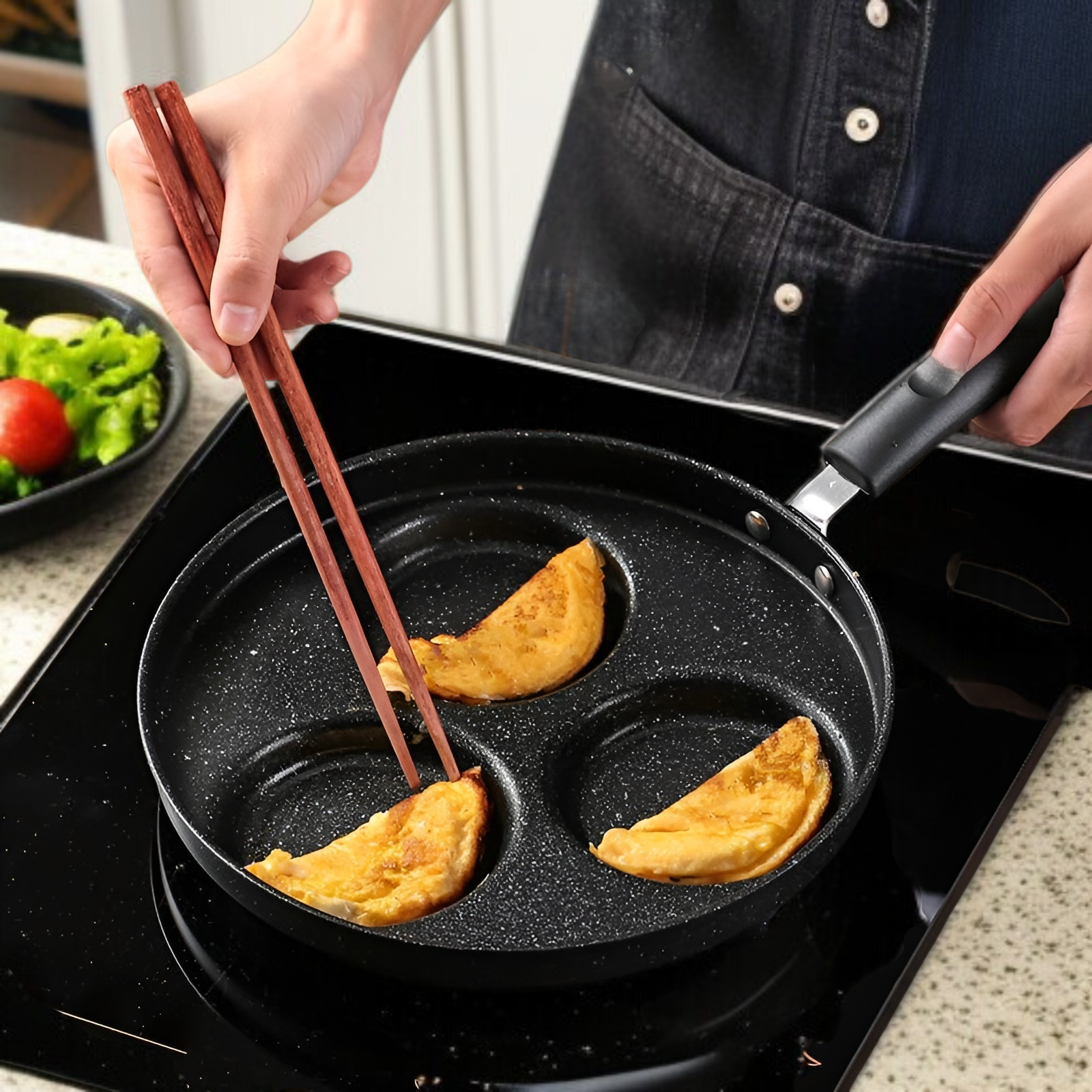 オムレツパン、医療用石目玉焼きオムレツアーティファクト、小さなフライパン、ノンスティックフライパン、朝食用卵ハンバーガーパンが大好き