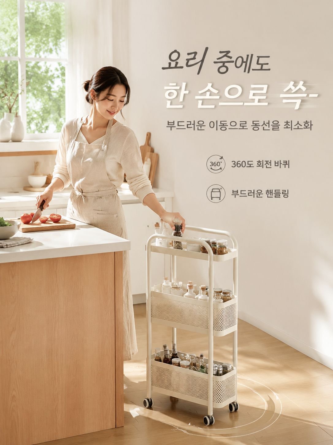 화장실에 설치된 슬림 수납장 활용 예시