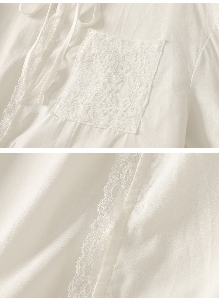 고급스러운 레이스 트리밍 셔츠 착용샷