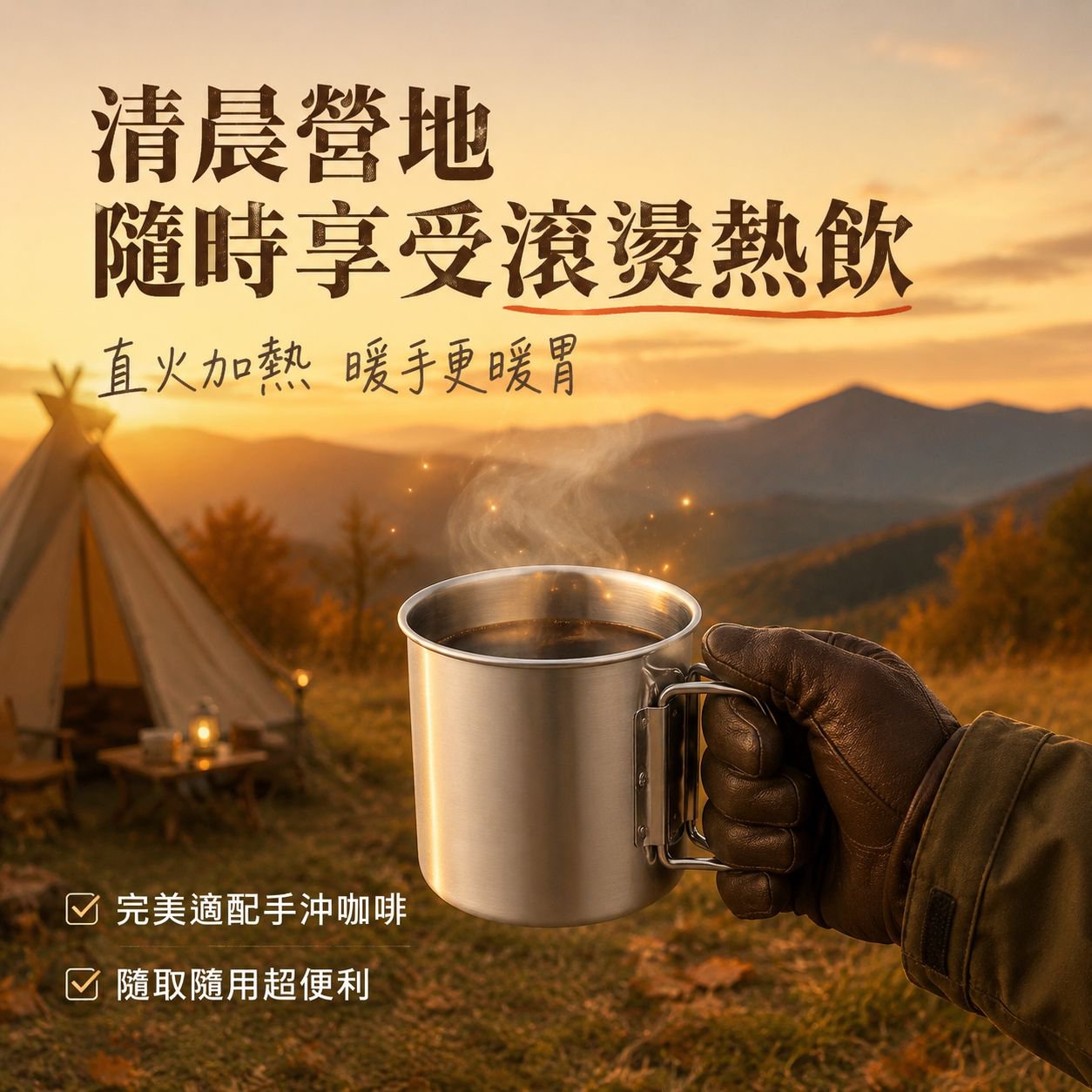 便攜式304不鏽鋼摺疊水杯 戶外野營刻字手提咖啡杯