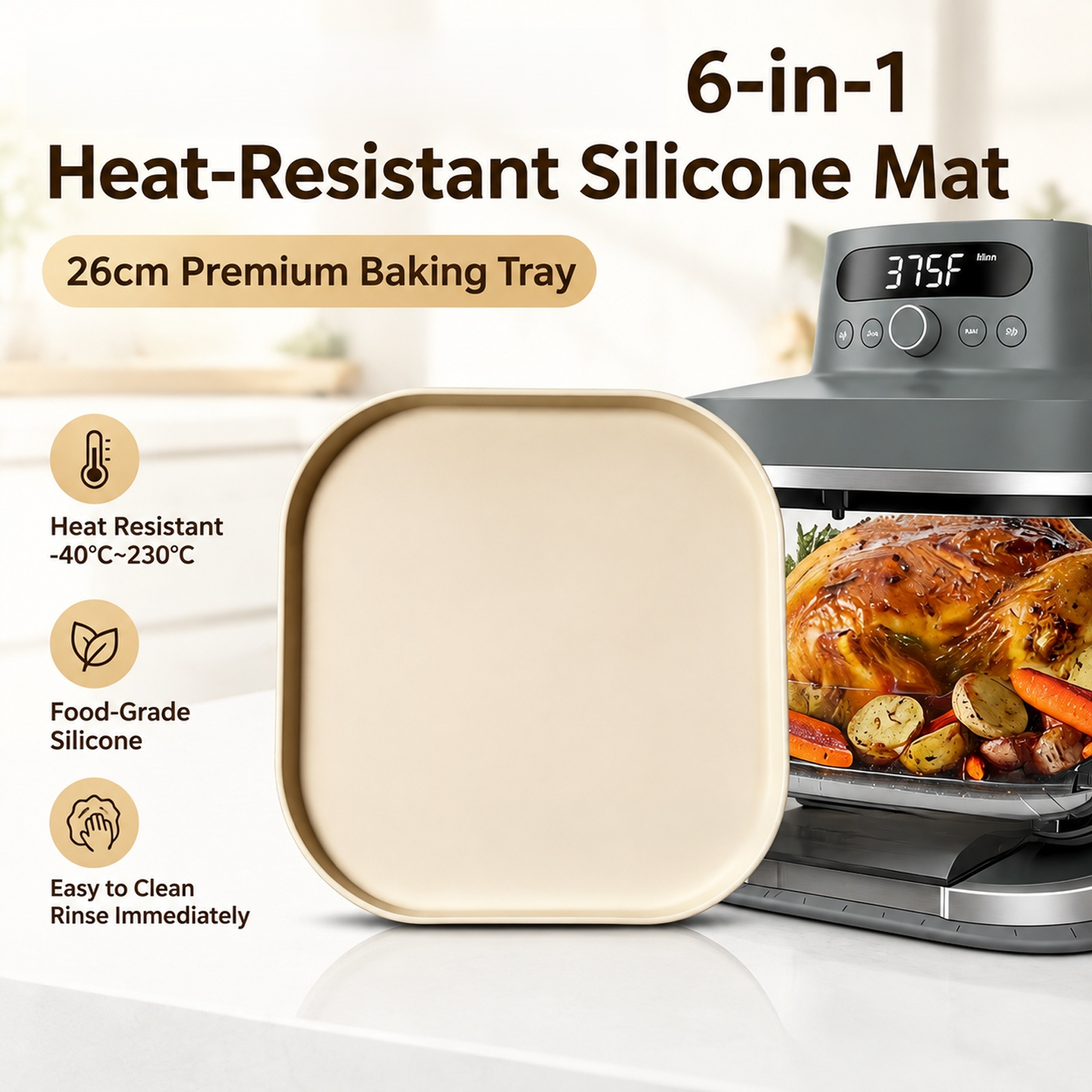 Silicone mat for Ninja Crispi Pro air fryer, high-temperature resistant and heat-insulating mat for 