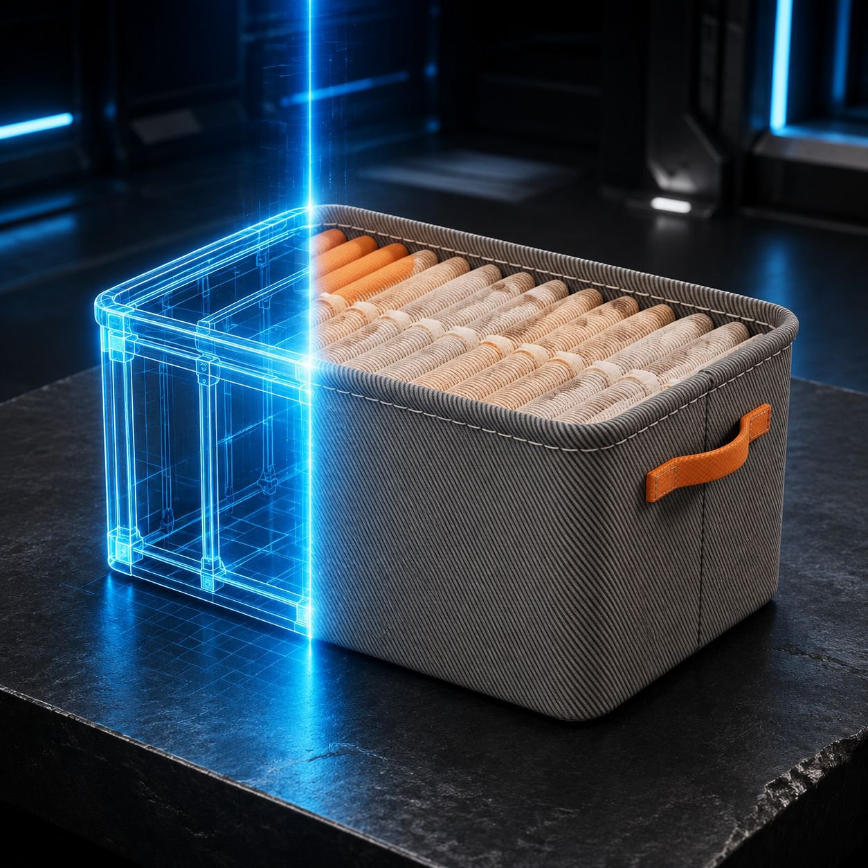 Stackable fabric storage boxes for trousers and shirts