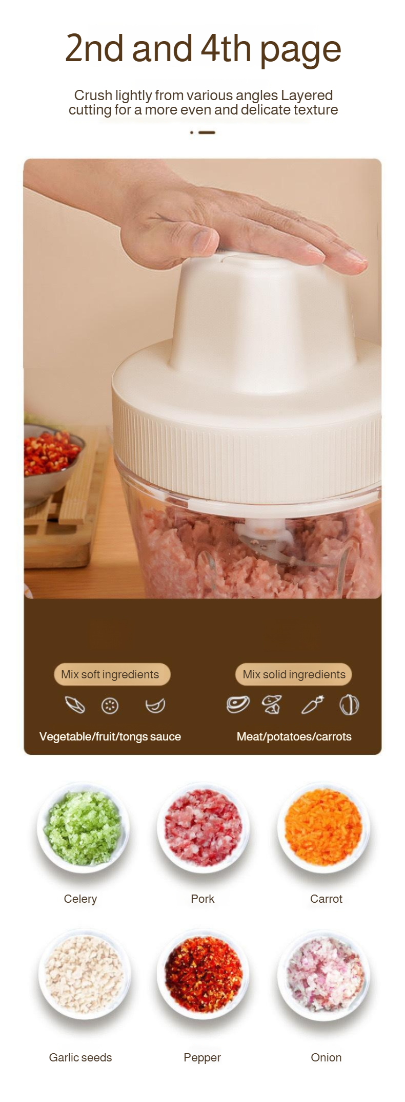 Préparation de légumes avec hachoir à viande multifonction