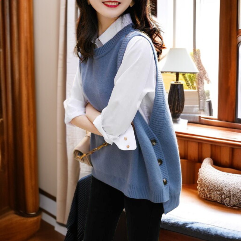 ラウンドネックのエレガントなレディースベスト