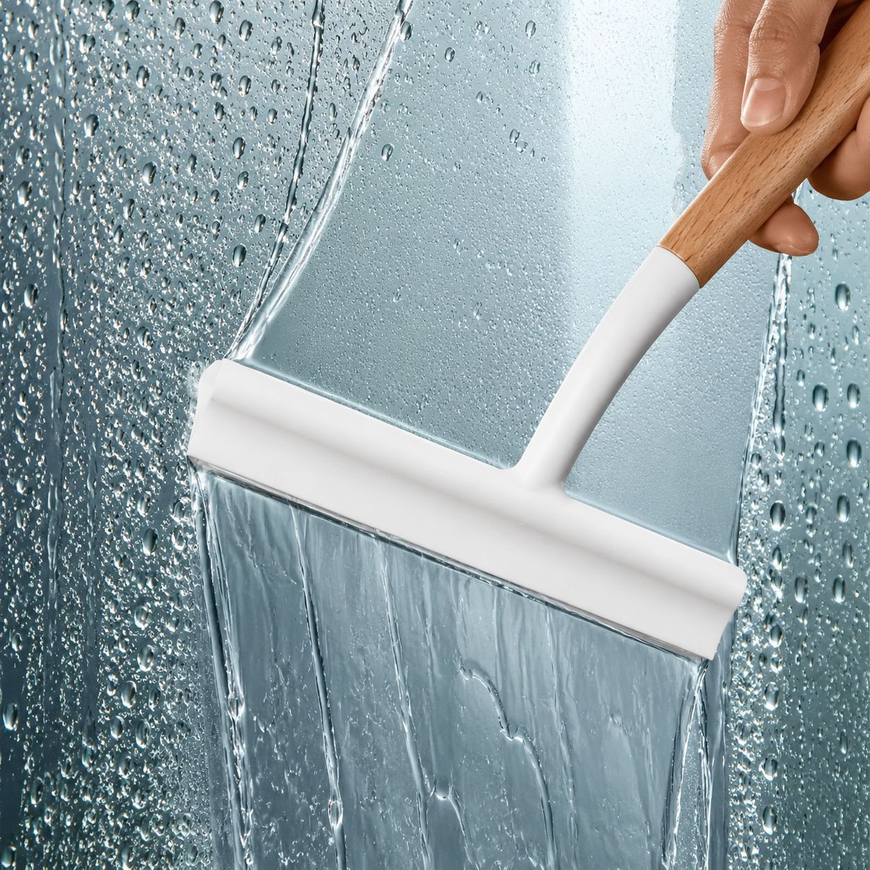 Flexible silicone squeegee for streak-free window cleaning