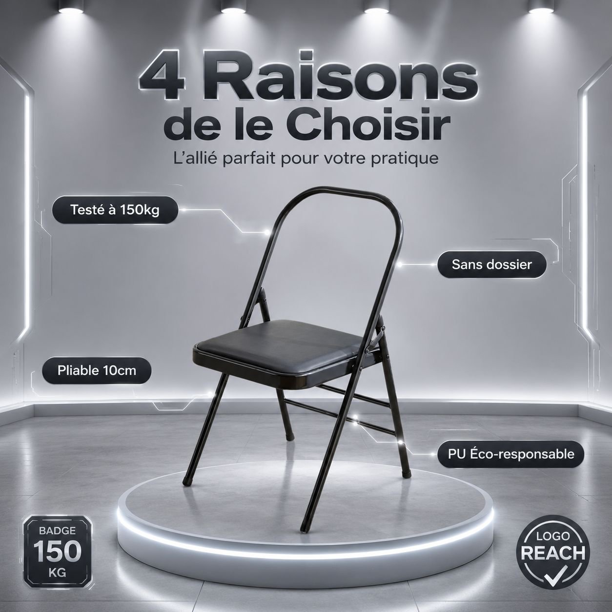 Chaise de yoga polyvalente Labiros, chaise d'assistance fitness
