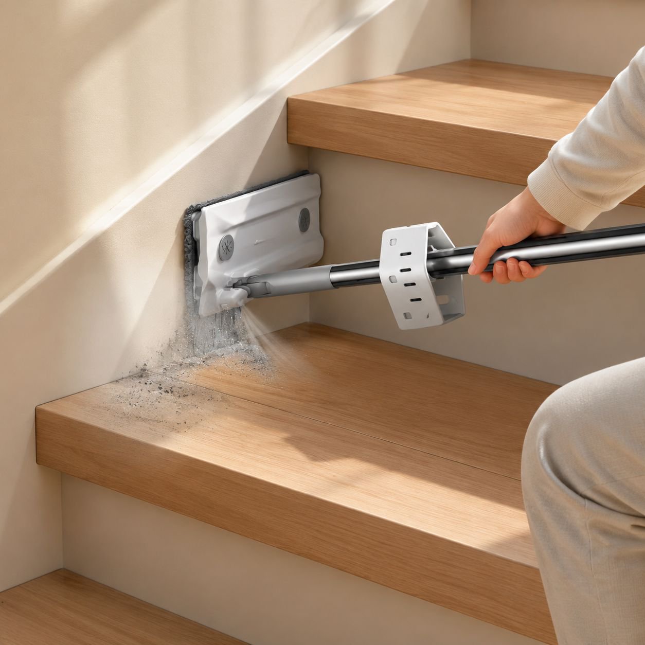 Wet and dry mop removing dust and spills