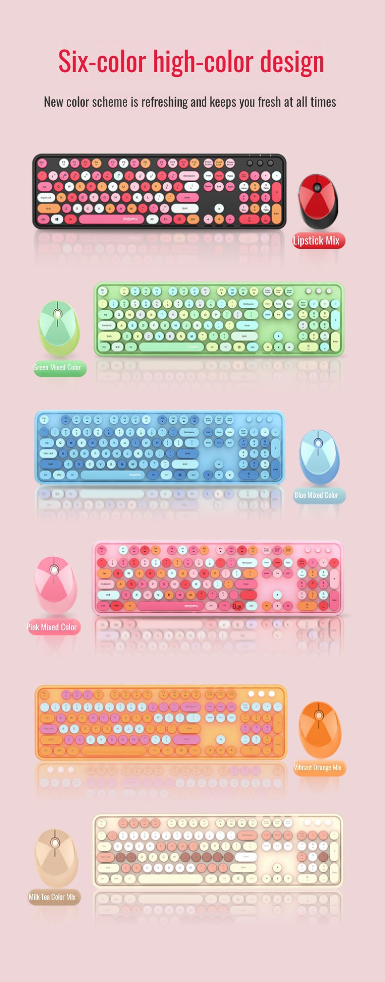 Plug and play USB wireless keyboard mouse with receiver