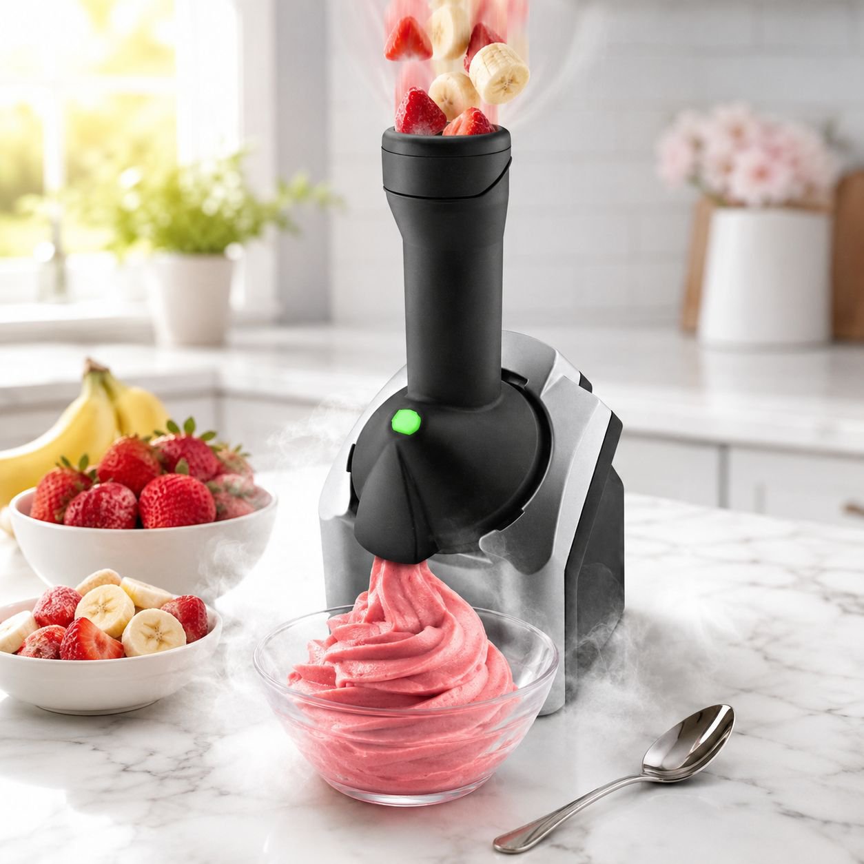 Ice cream machine with removable parts for easy cleaning