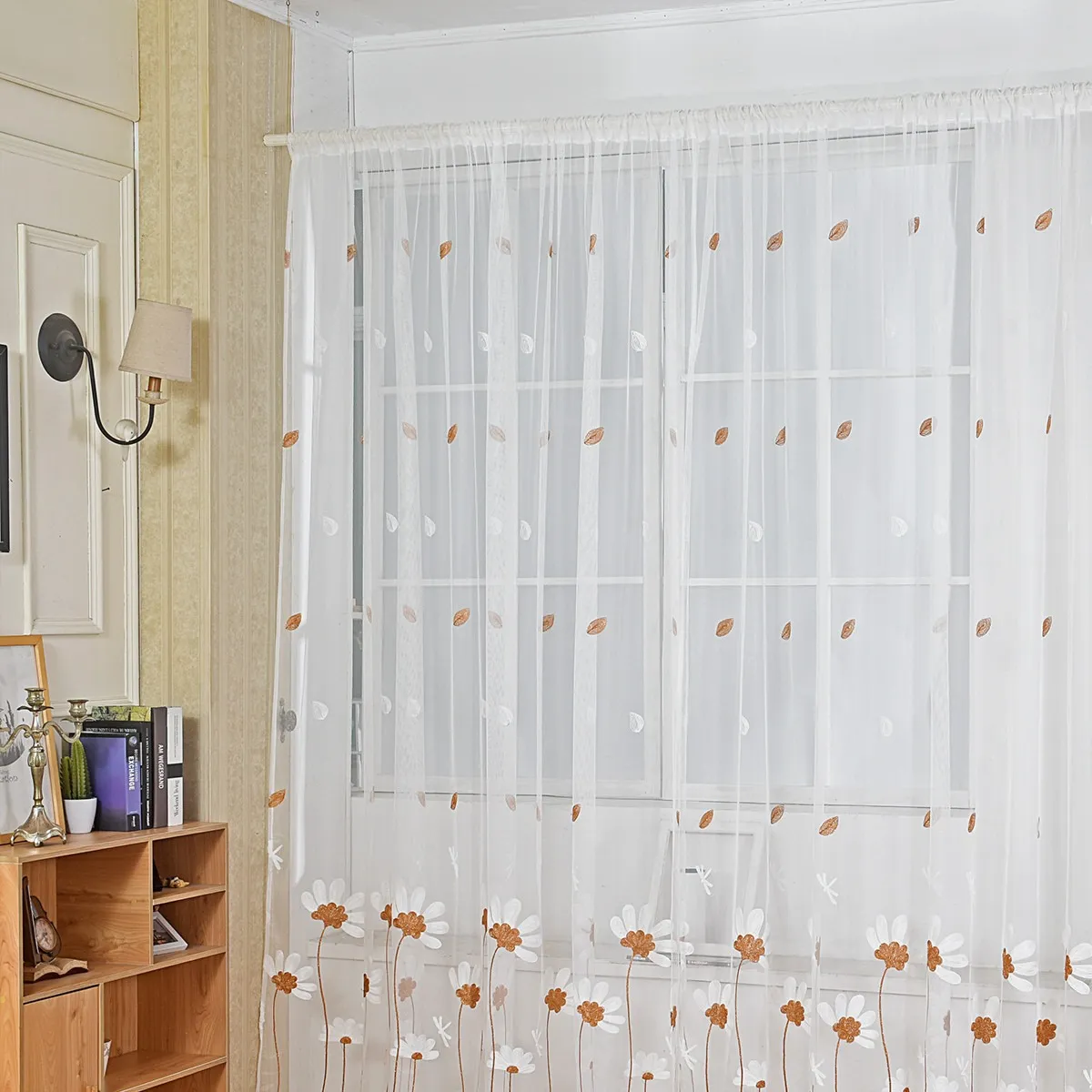 Minimalist Daisy Sheer Curtains for Living Room and Bedroom