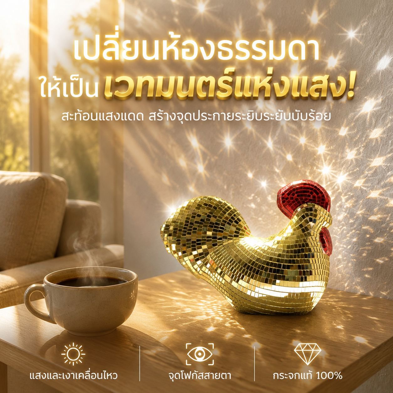 ไก่ประดับตกแต่งกระจกดิสโก้