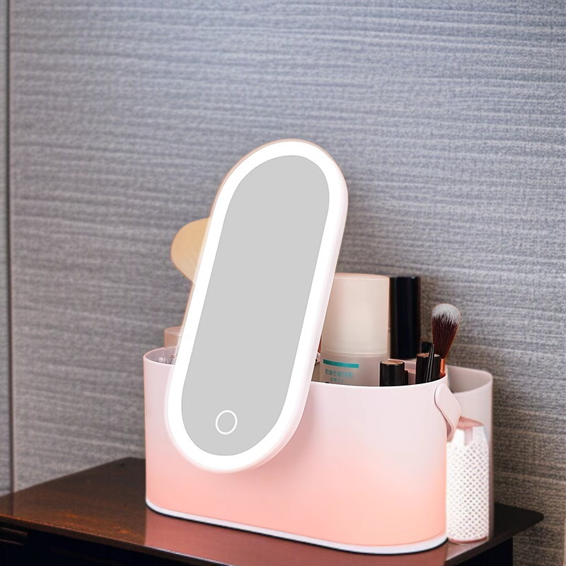 휴대용 LED 메이크업 거울과 수납 케이스