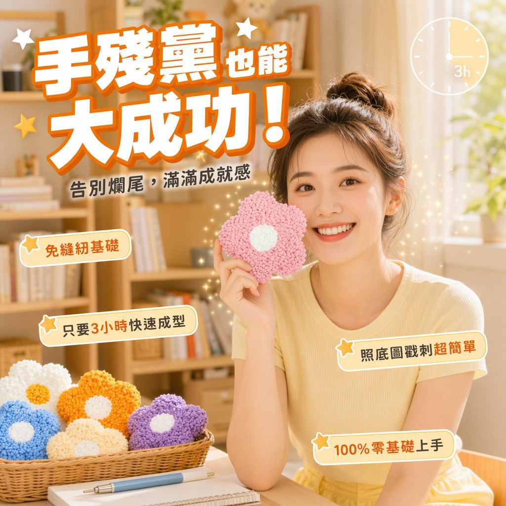 刺繡隔熱杯墊材料包，家用手工刺繡套裝