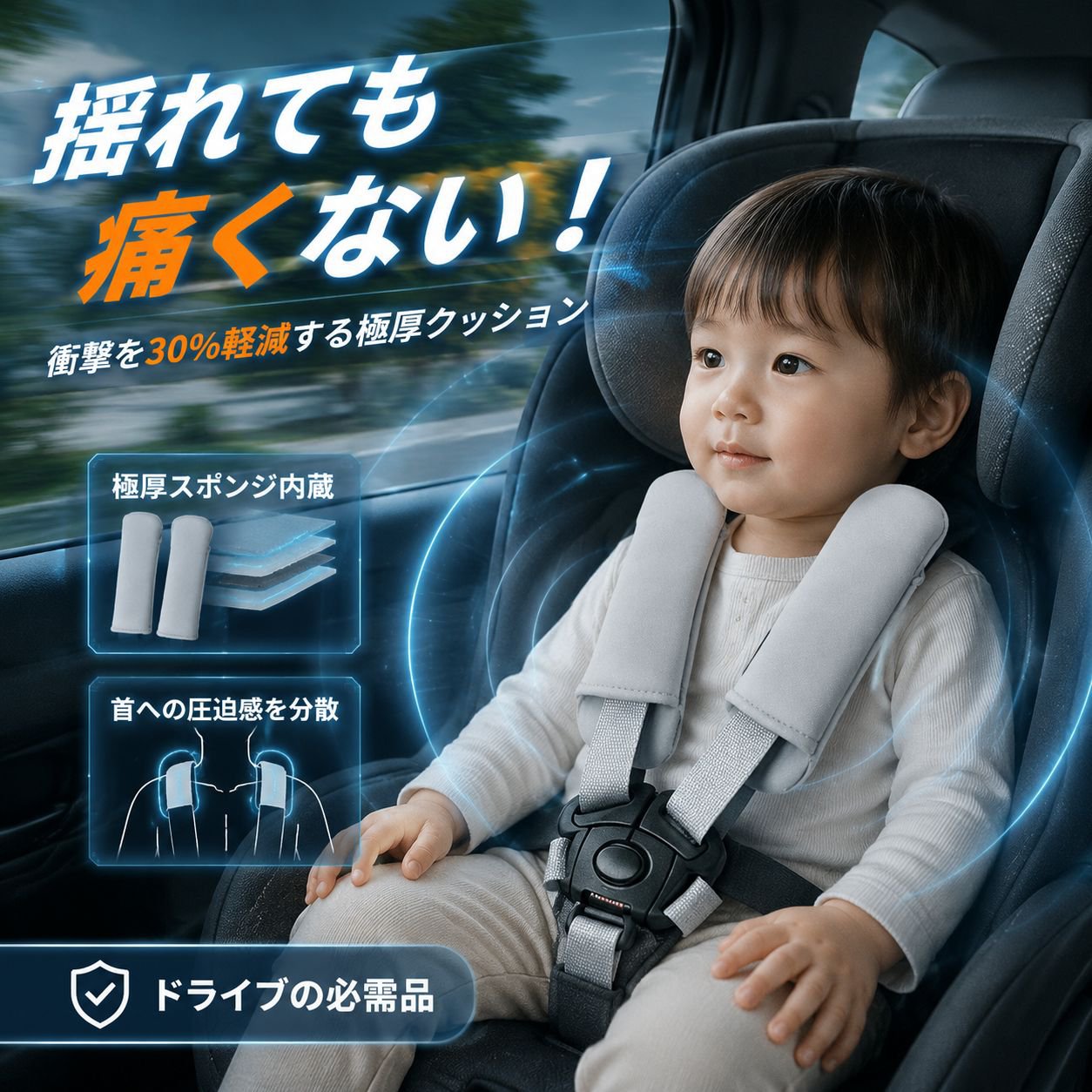 ベビーカー安全ショルダーカバー、チャイルドシートフロントヒップパッド、快適保護アクセサリー