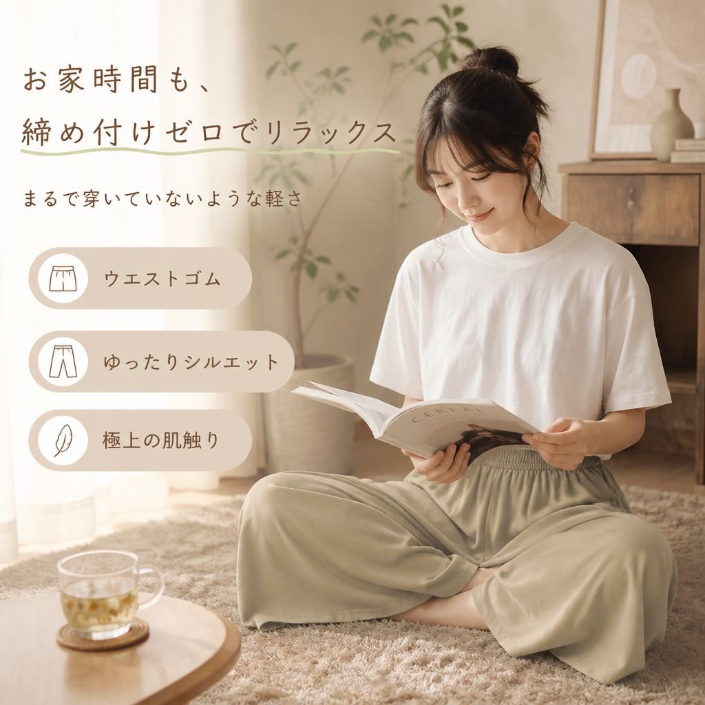 アイス薄手ワイドパンツスカート レディース 夏 ハイウエスト