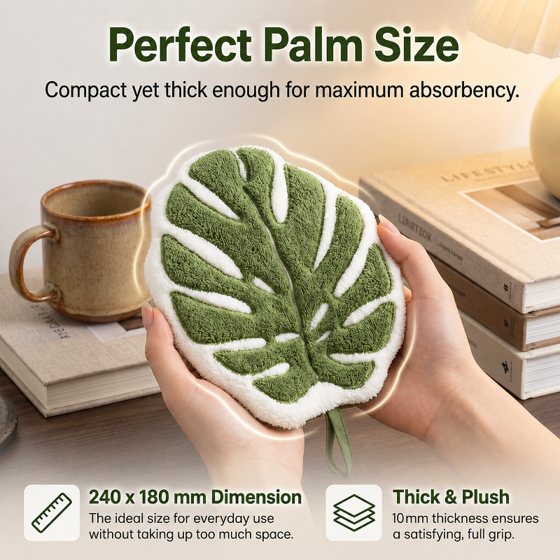 Monstera leaf hand towel, hangable household kitchen and bathroom absorbent towel