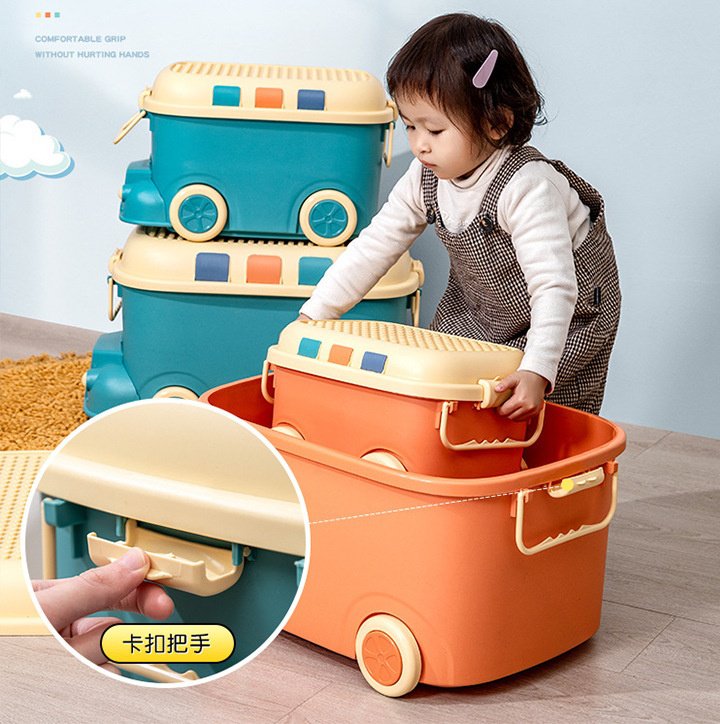 Caja de almacenamiento de juguetes con forma de tren para el hogar, diseño adorable
