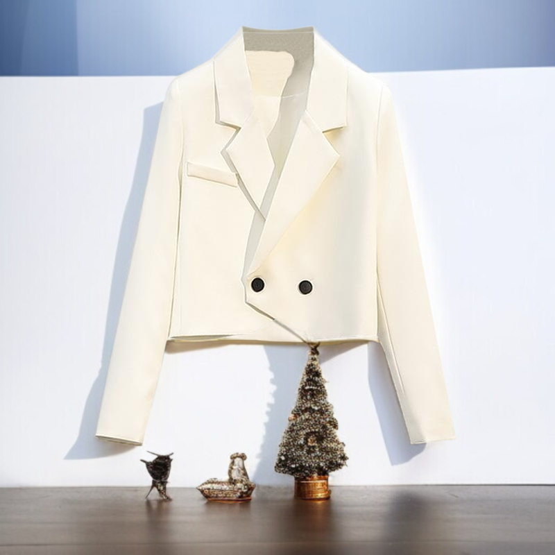 여성용 춘추 정장 코트 착용 모습