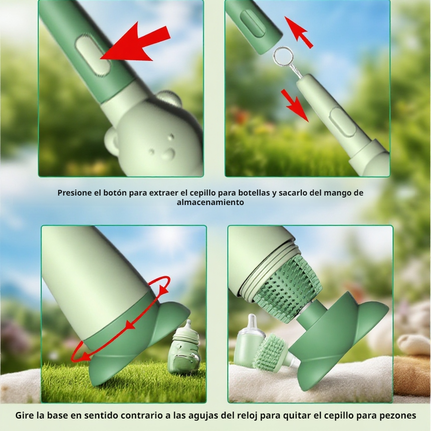 Cepillo de limpieza multifuncional 3 en 1 para biberones y pajillas