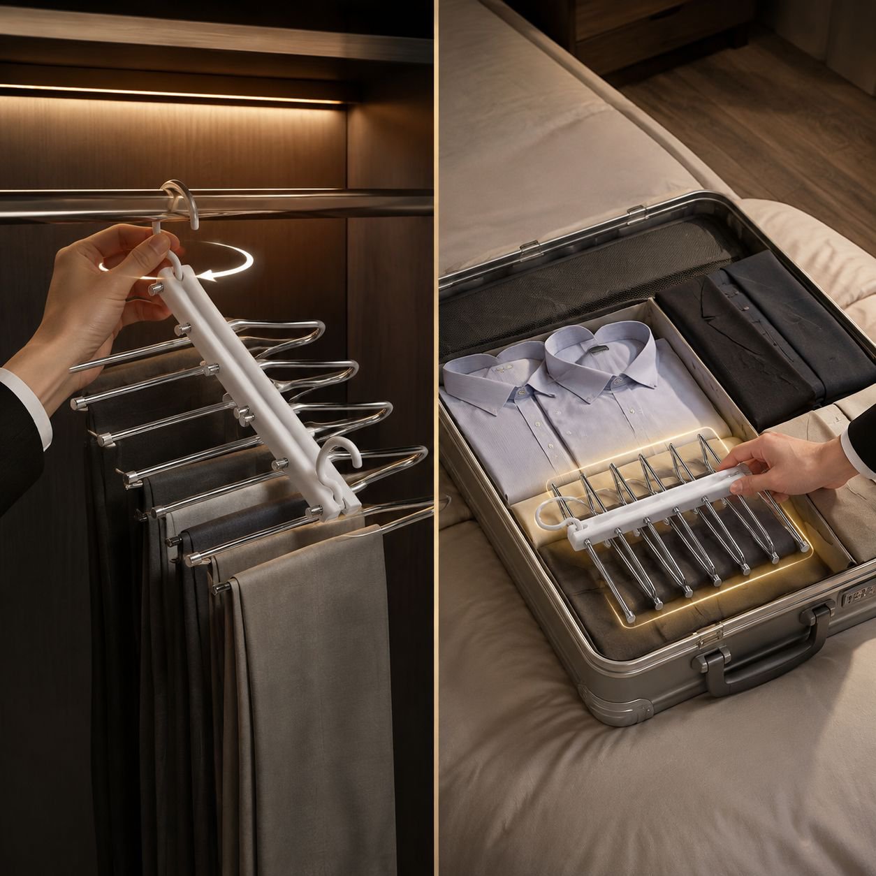 1pc/2pcs Multifunctional Stainless Steel Pants Rack - Foldable, Seamless, and Anti-Slip - Perfect fo