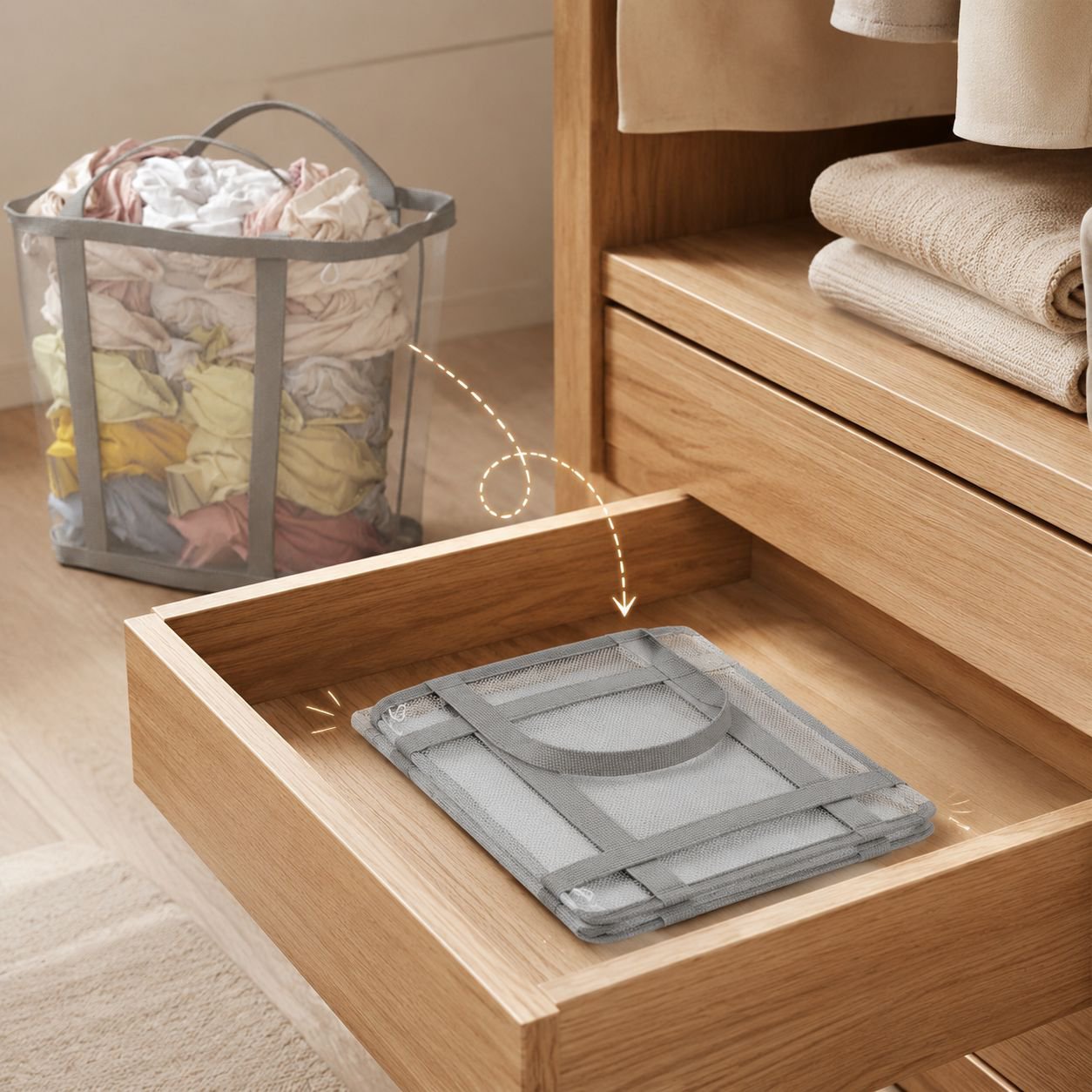 Grand panier à linge mural pliable pour salle de bain