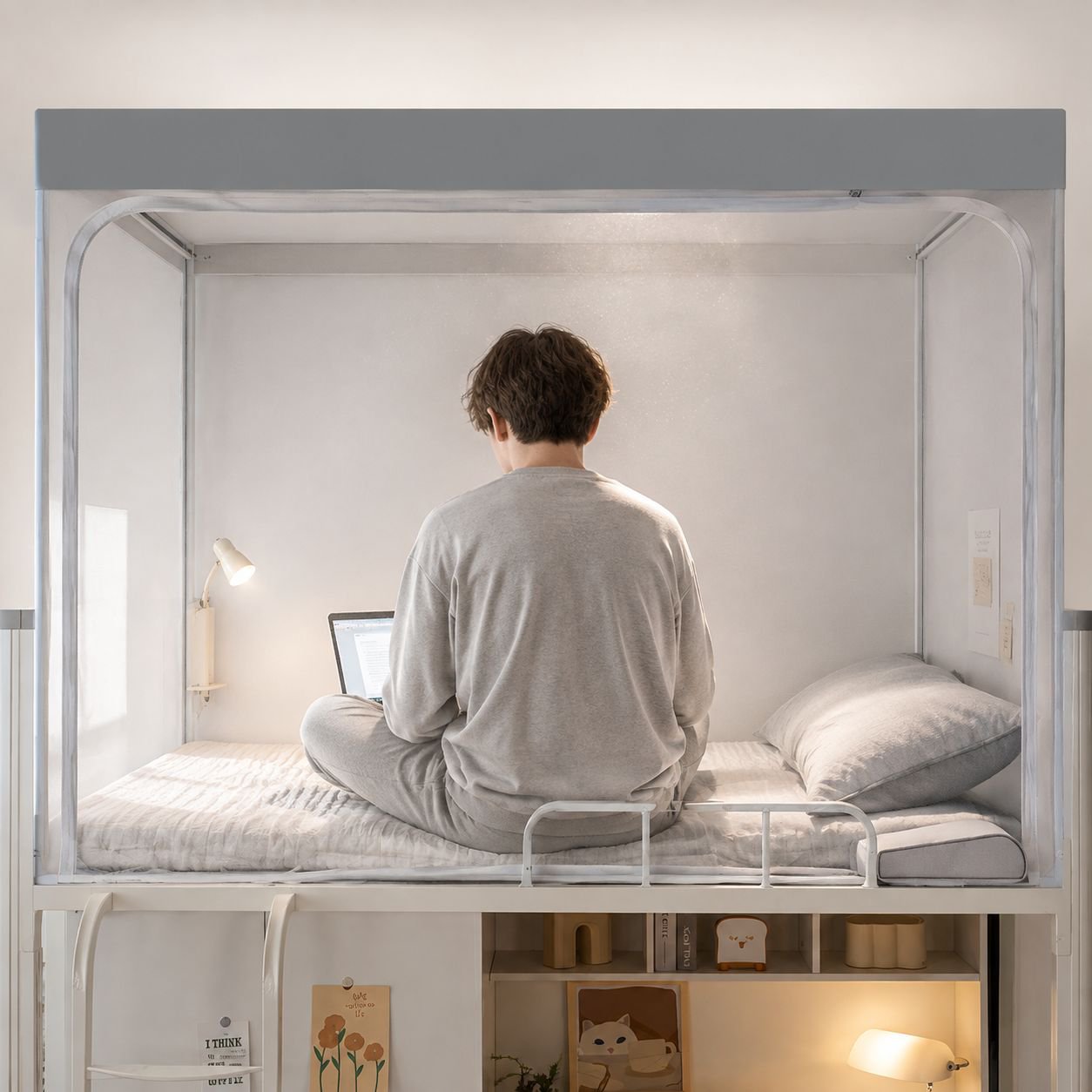 Dormitory antifall zipper type upper and lower bunk dust blackout curtain antimosquito net
