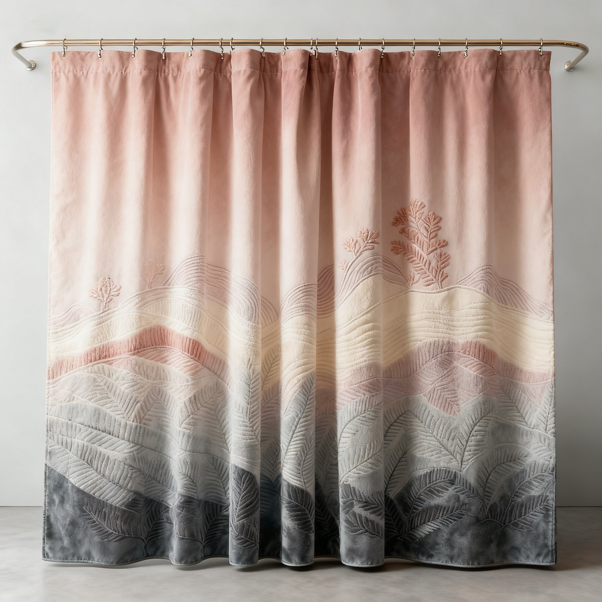 ผ้าม่านอาบน้ำเส้นใยดีไซน์สวยงานปัก