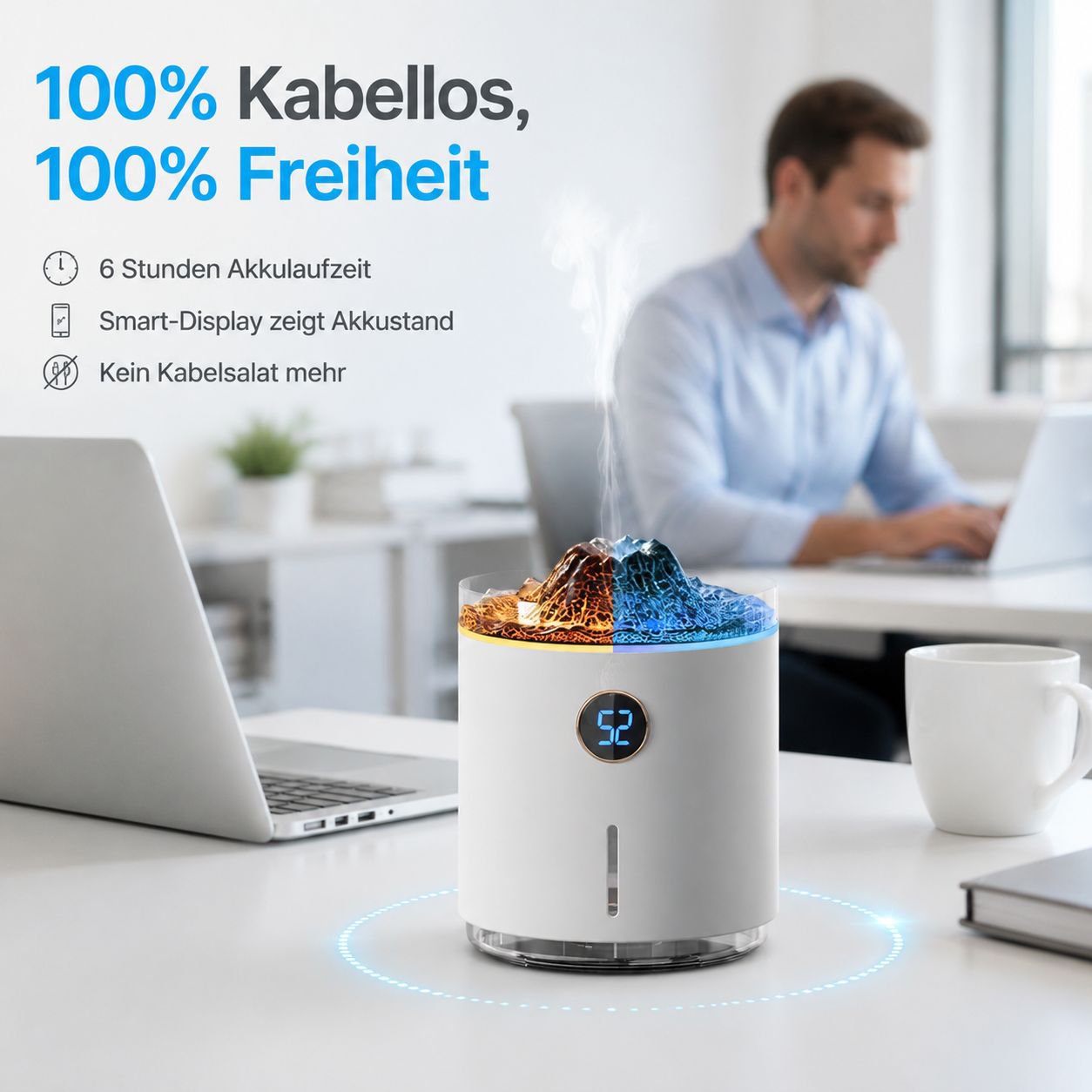 350ml Quallenform Bicolor Vulkanflamme Aroma Luftbefeuchter Ätherisches Öl Diffusor für Zuhause