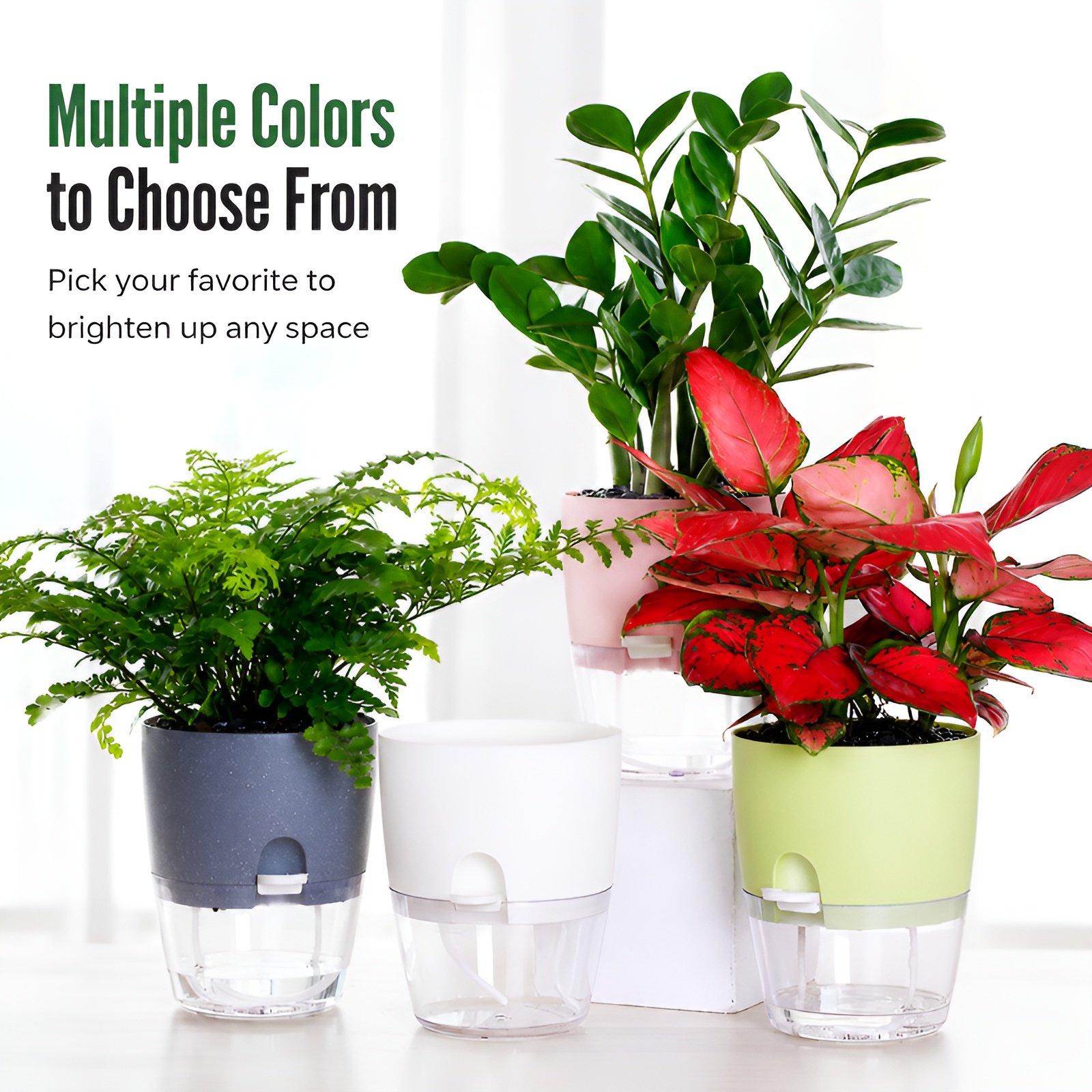 Self-Watering Lazy Flower Pot - Automatic Water Supply at the Bottom, Transparent Water Tank, Wa